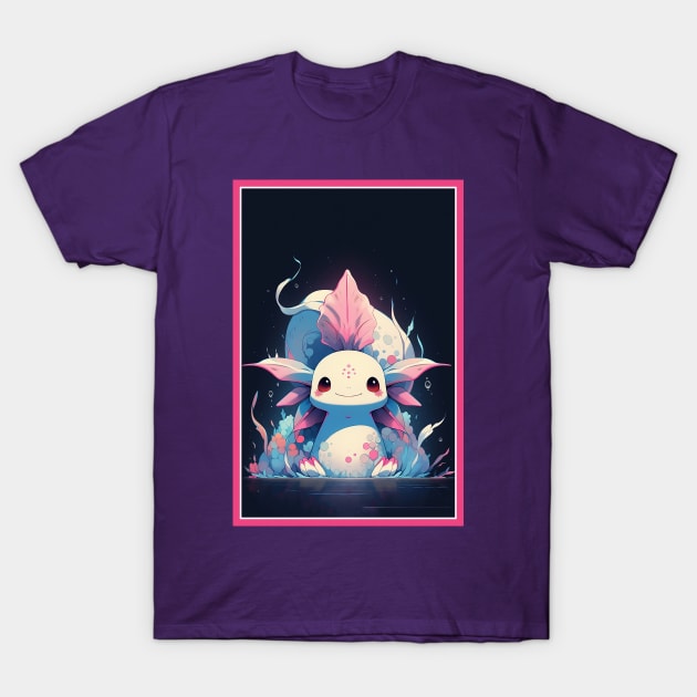 Cute Axolotl Anime Art Design | Cute Animals | Axolotl Hentaii Chibi Kawaii Design T-Shirt by AlNoah